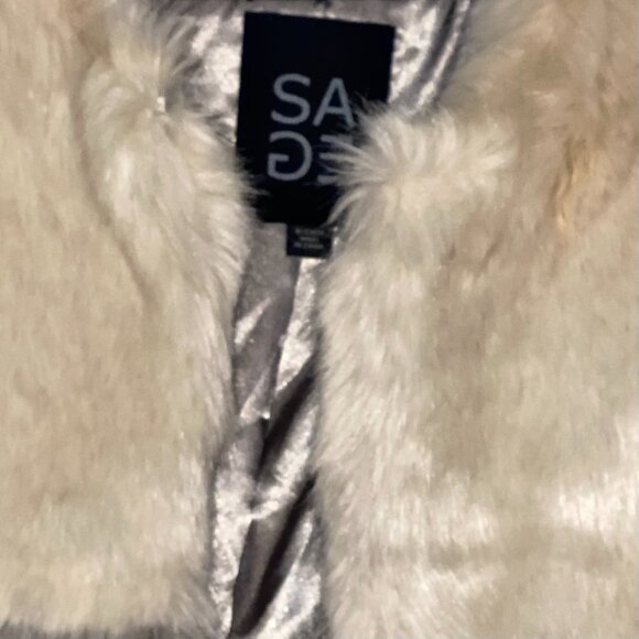 😊SAGE Color Faux Fur Jacket Color Block Ivory, Gray, Black, Pink Sz S EUC - Picture 12 of 13